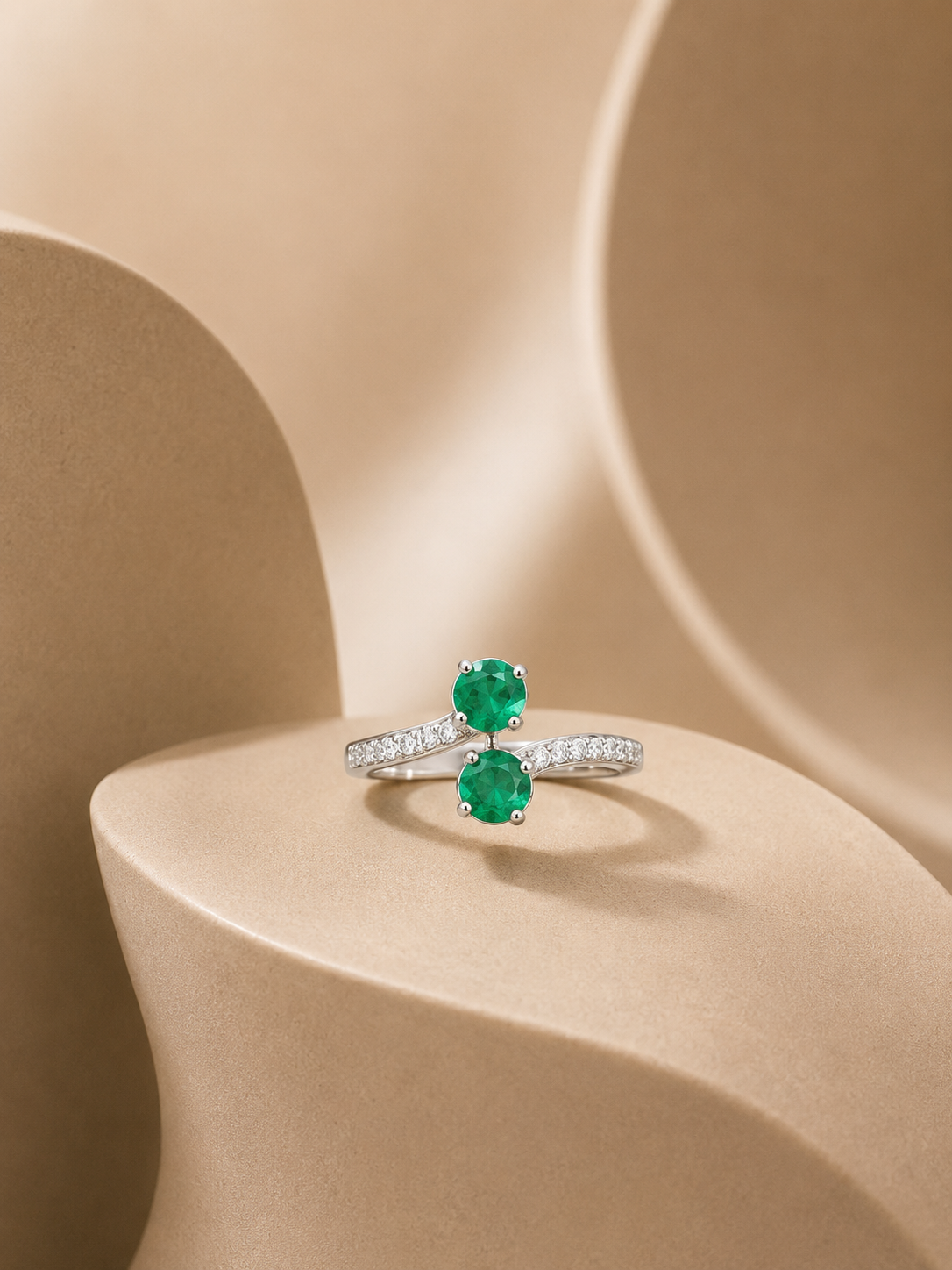 Duo Emerald Ring