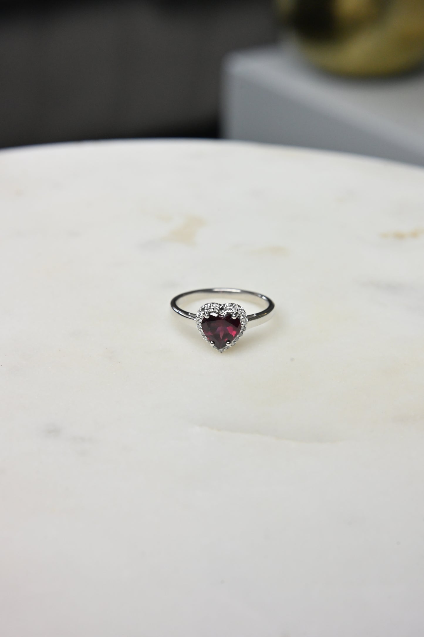 Pink Tourmaline Heart Halo Ring