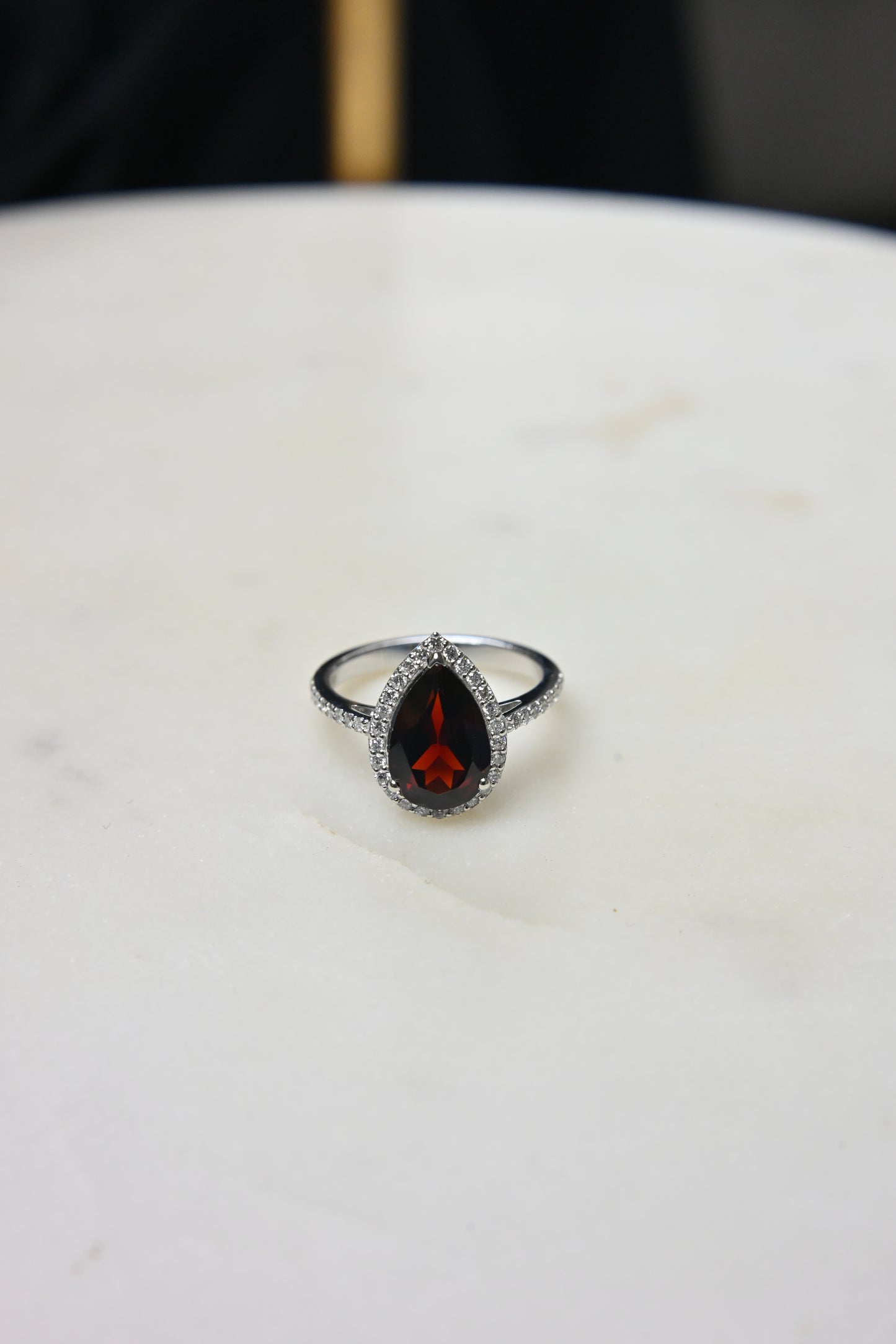 Garnet Halo Ring