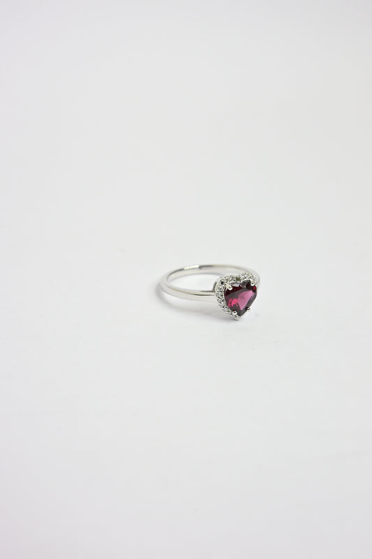 Pink Tourmaline Heart Halo Ring