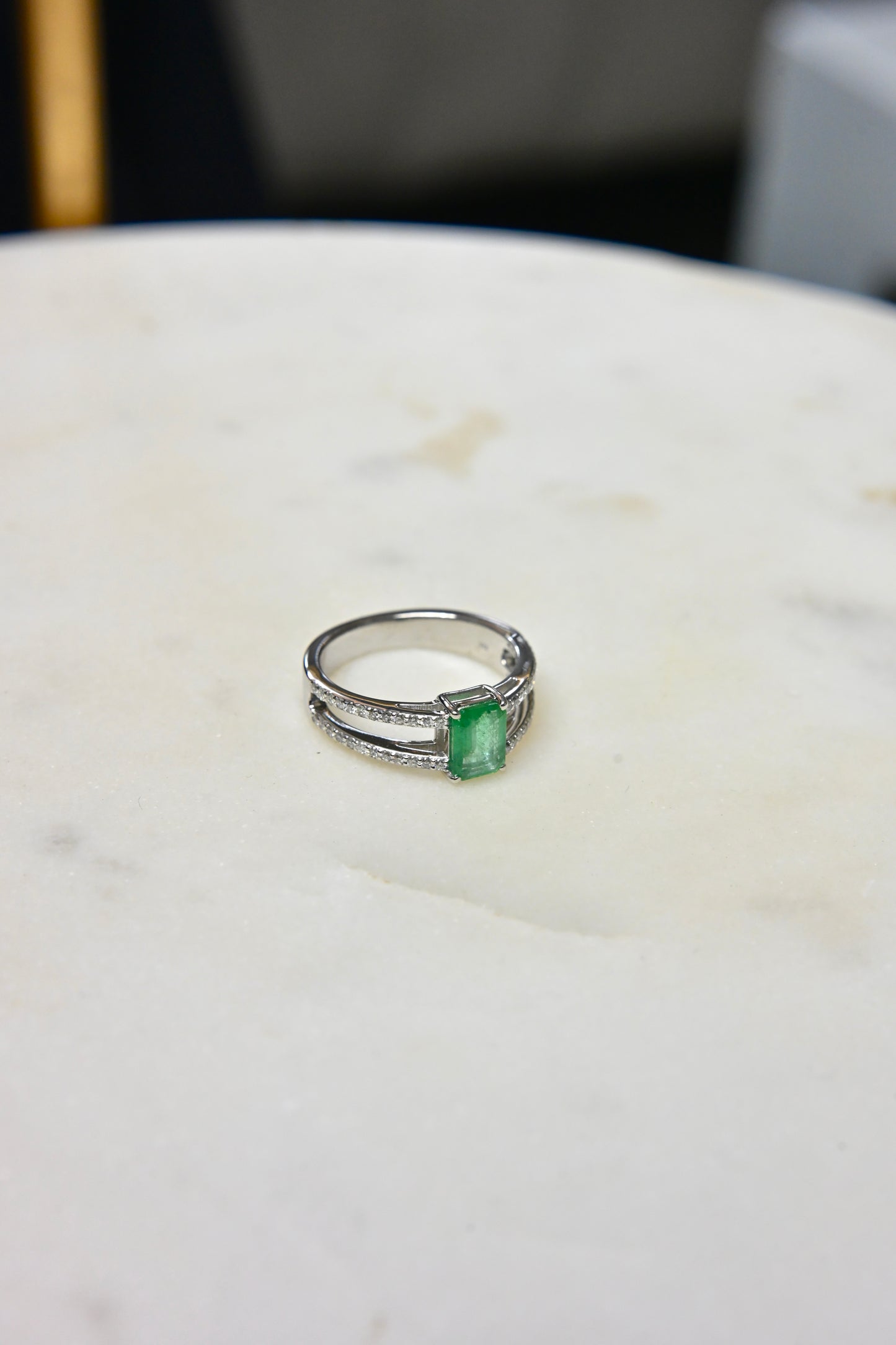 Emerald Dual Pave Ring