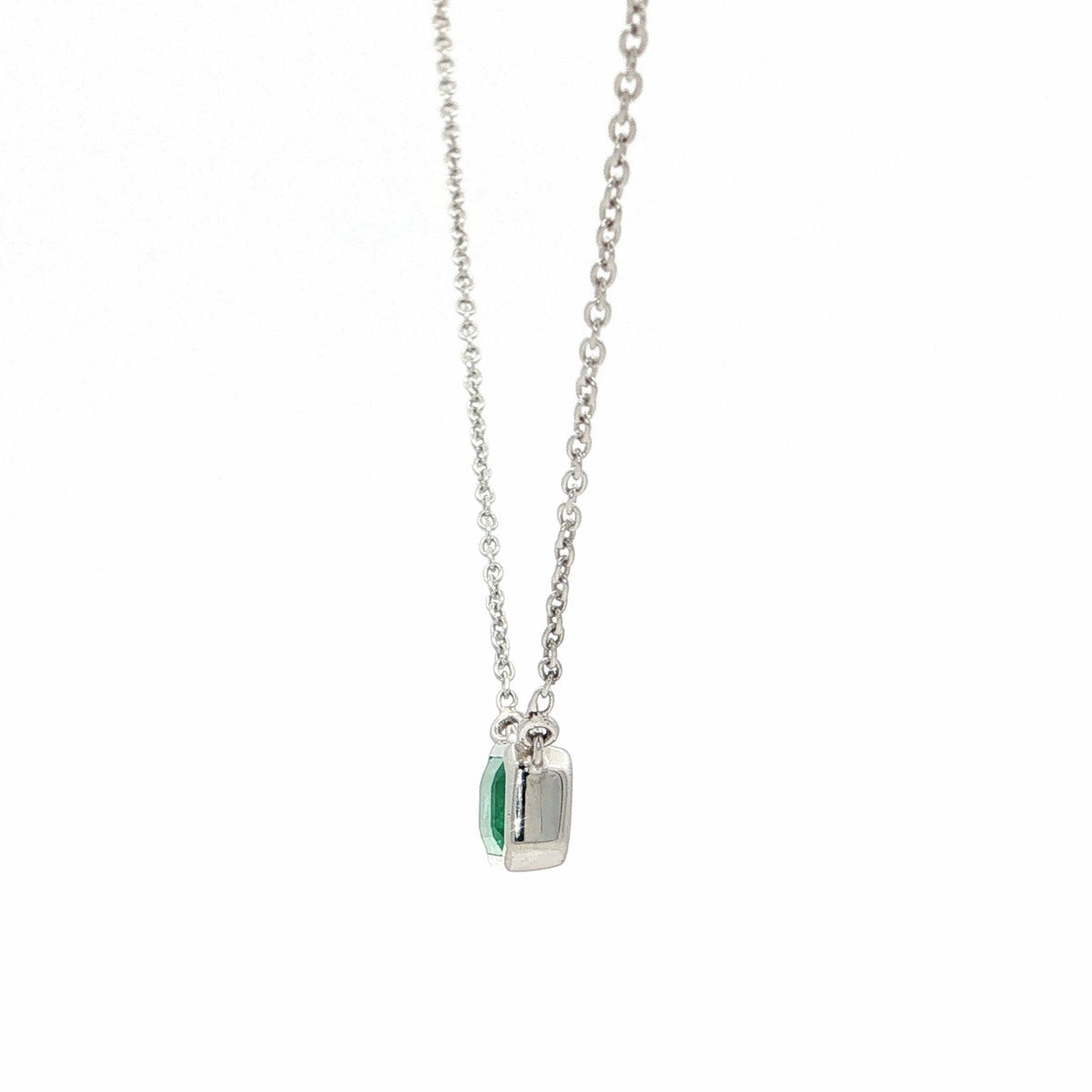 Emerald Bezel-Set Pendant Necklace