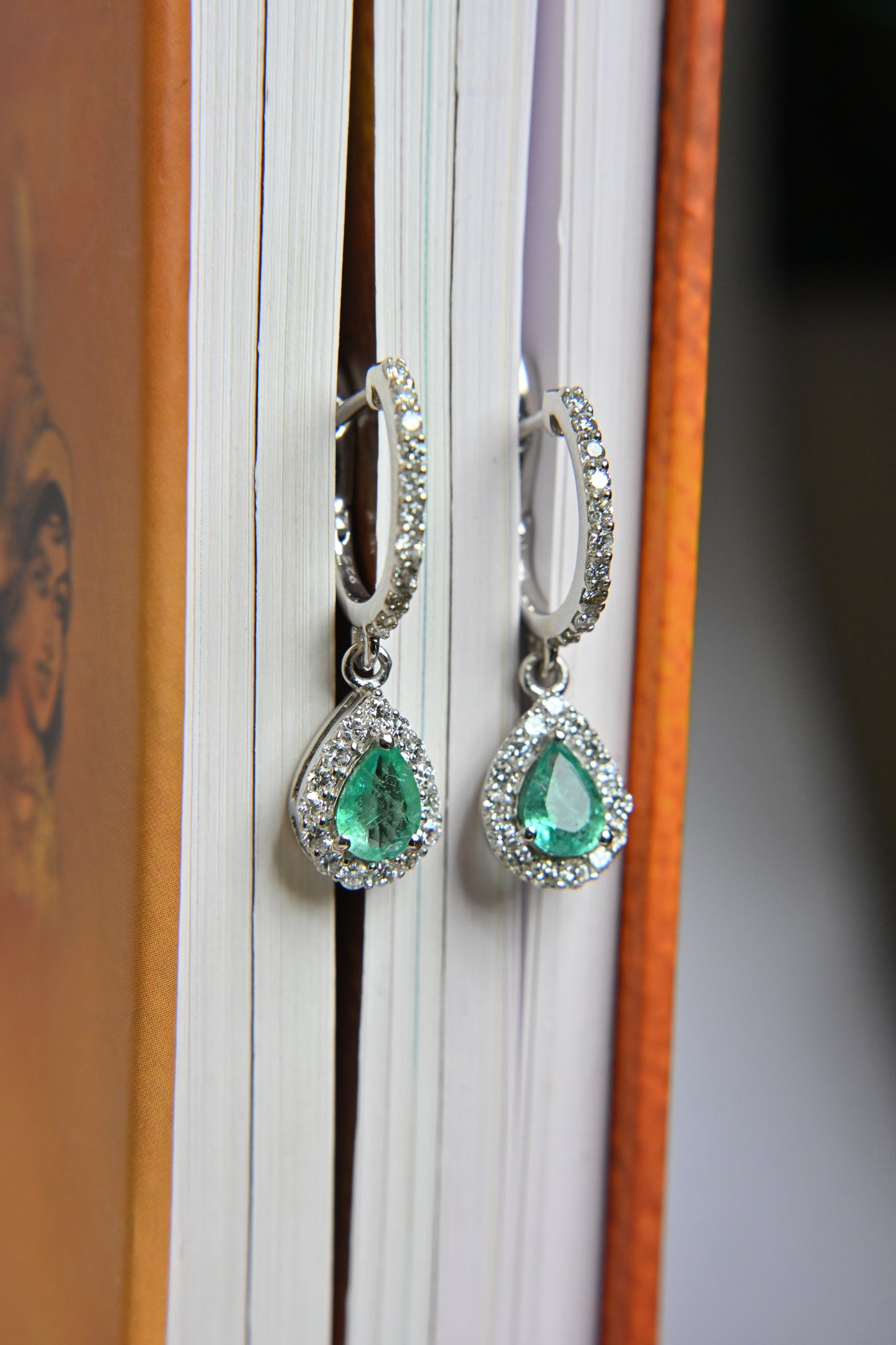 Pear Emerald Pavé Drops