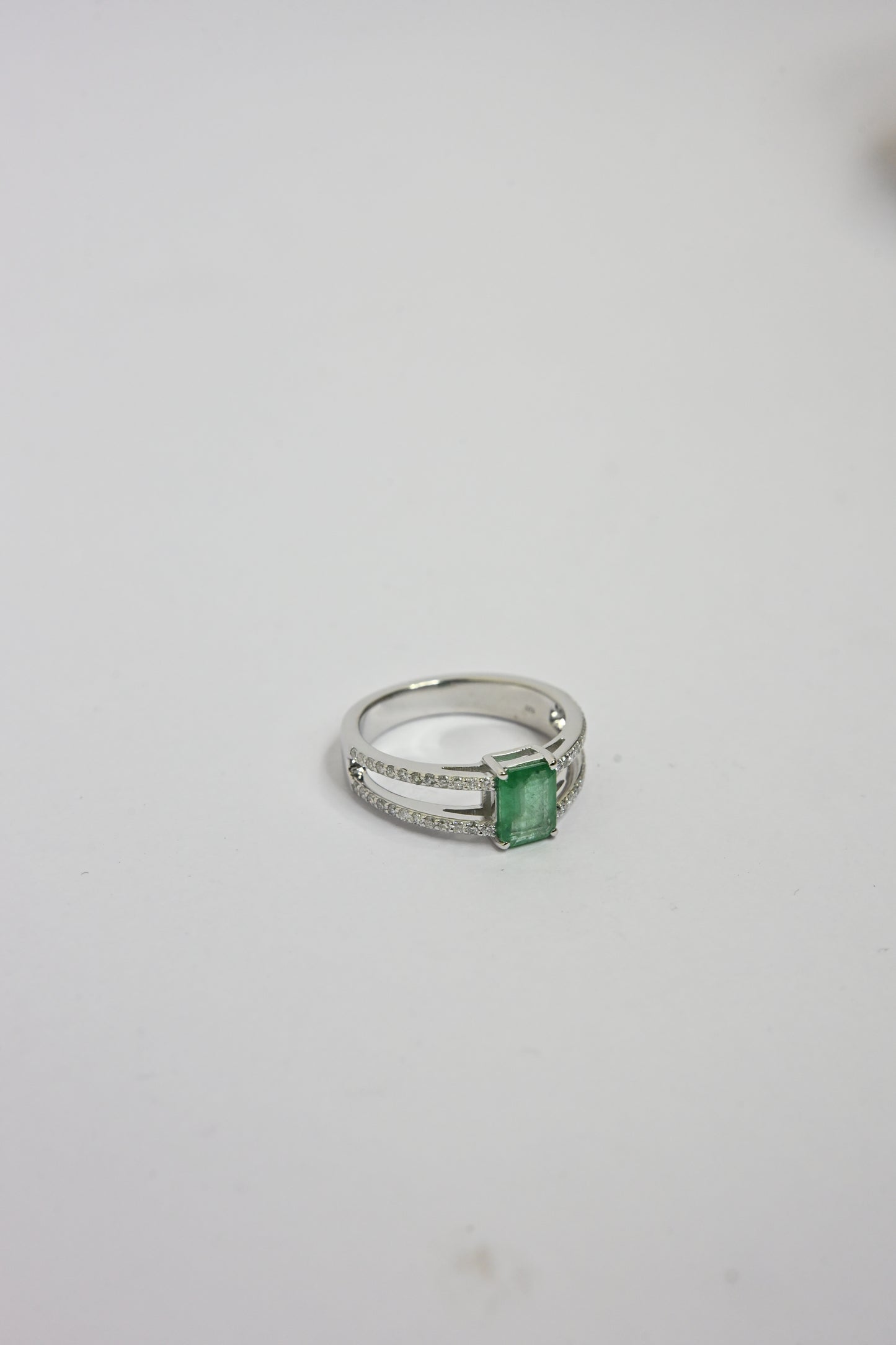Emerald Dual Pave Ring