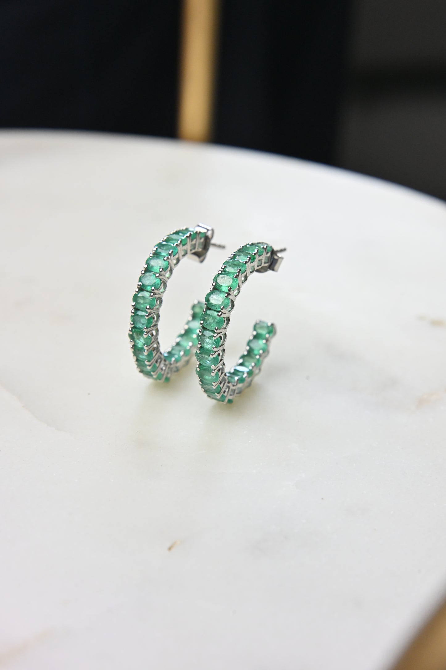 Emerald Hoop Earrings