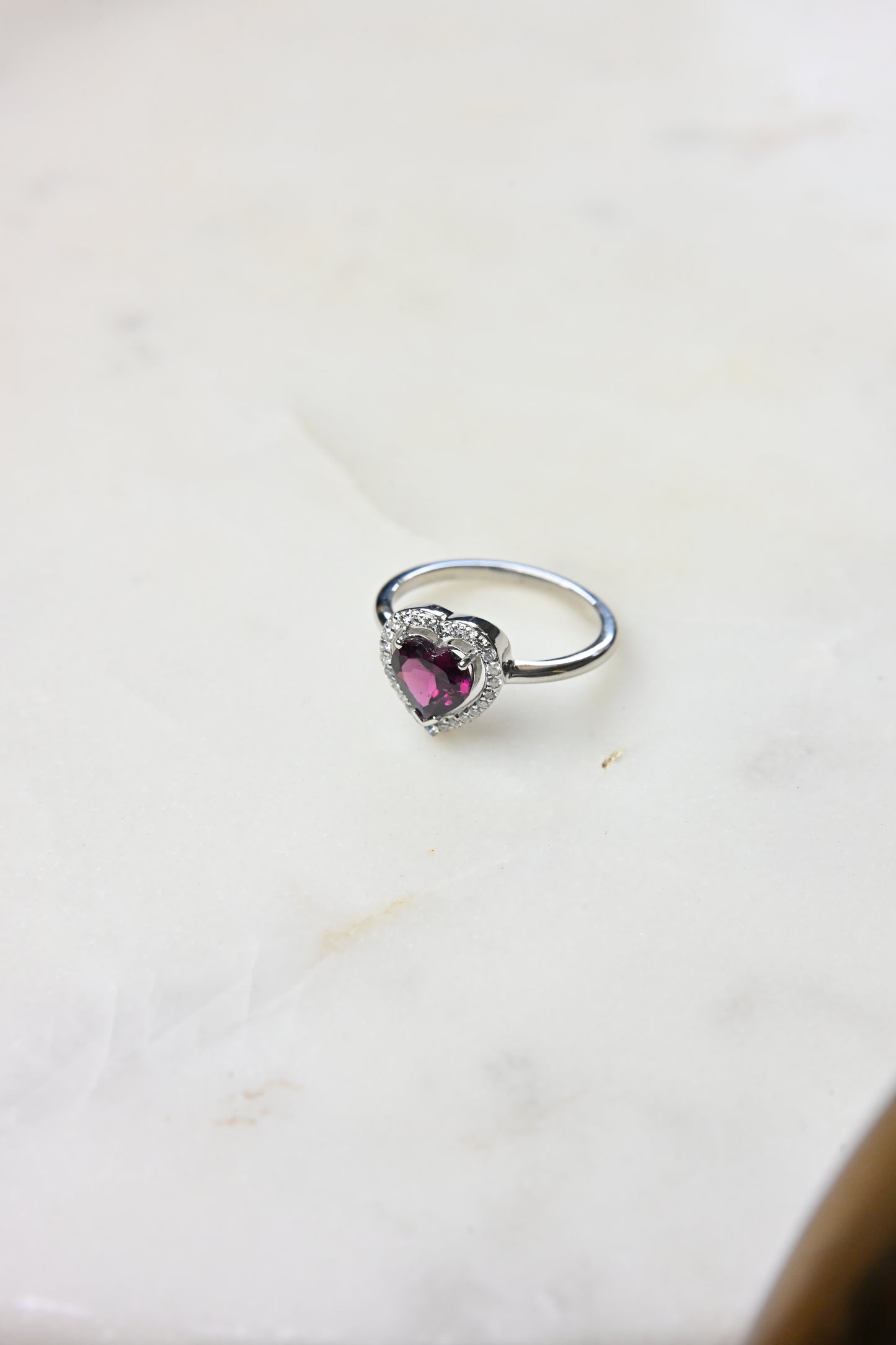 Pink Tourmaline Heart Centre Ring