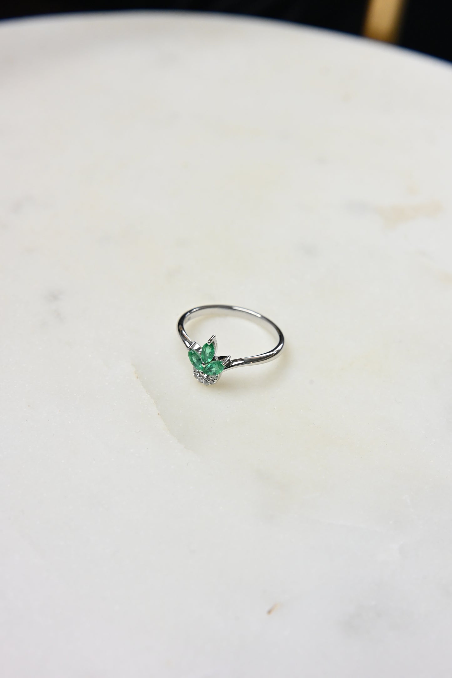 Emerald Leaf Cluster Ring