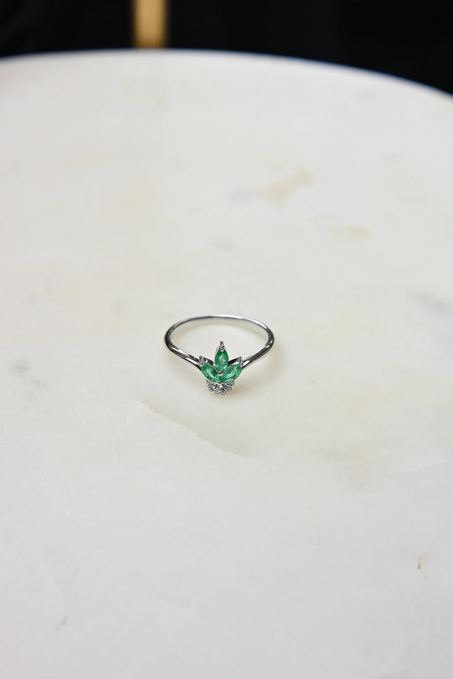 Emerald Leaf Cluster Ring