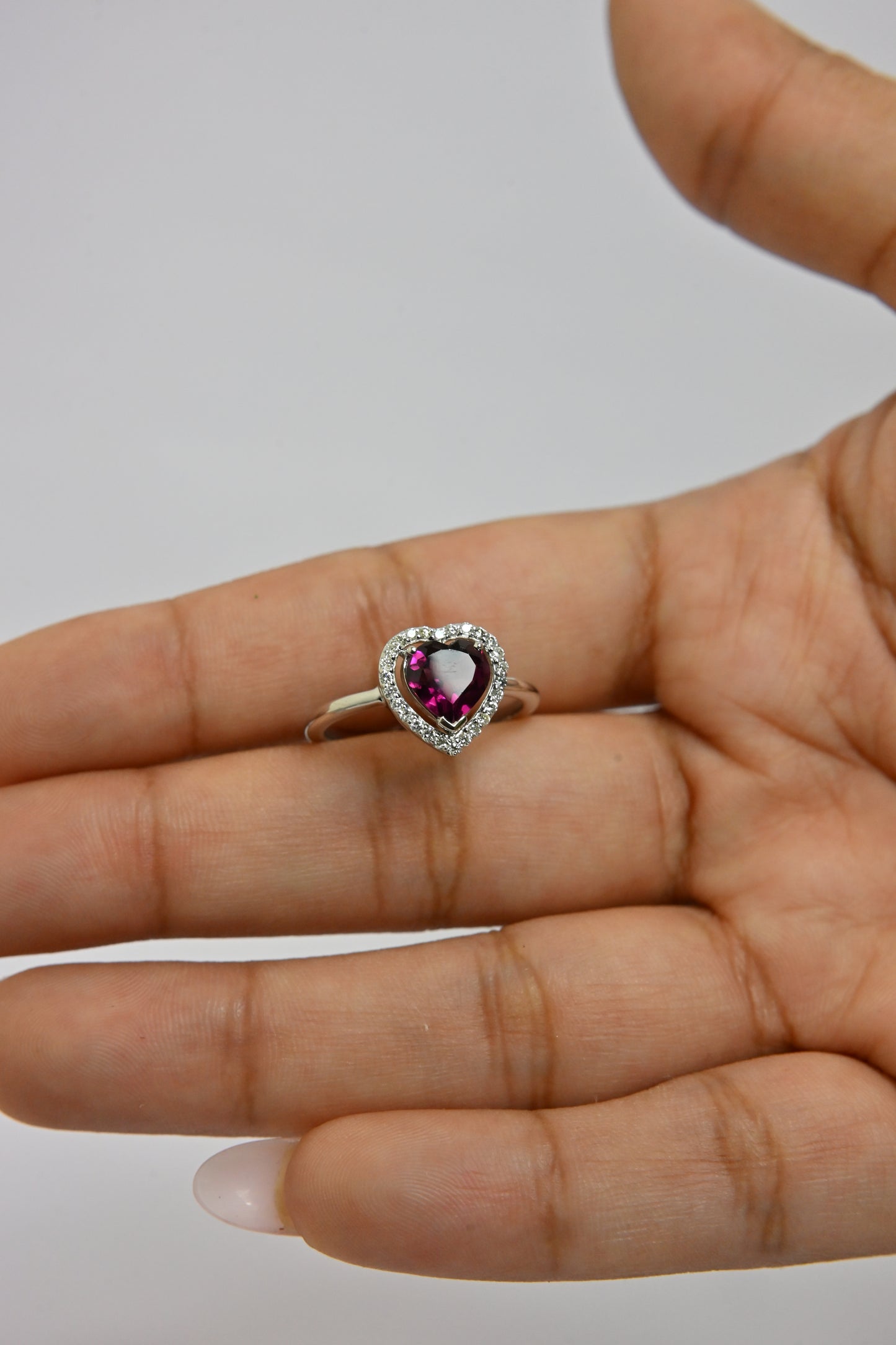 Pink Tourmaline Heart Centre Ring