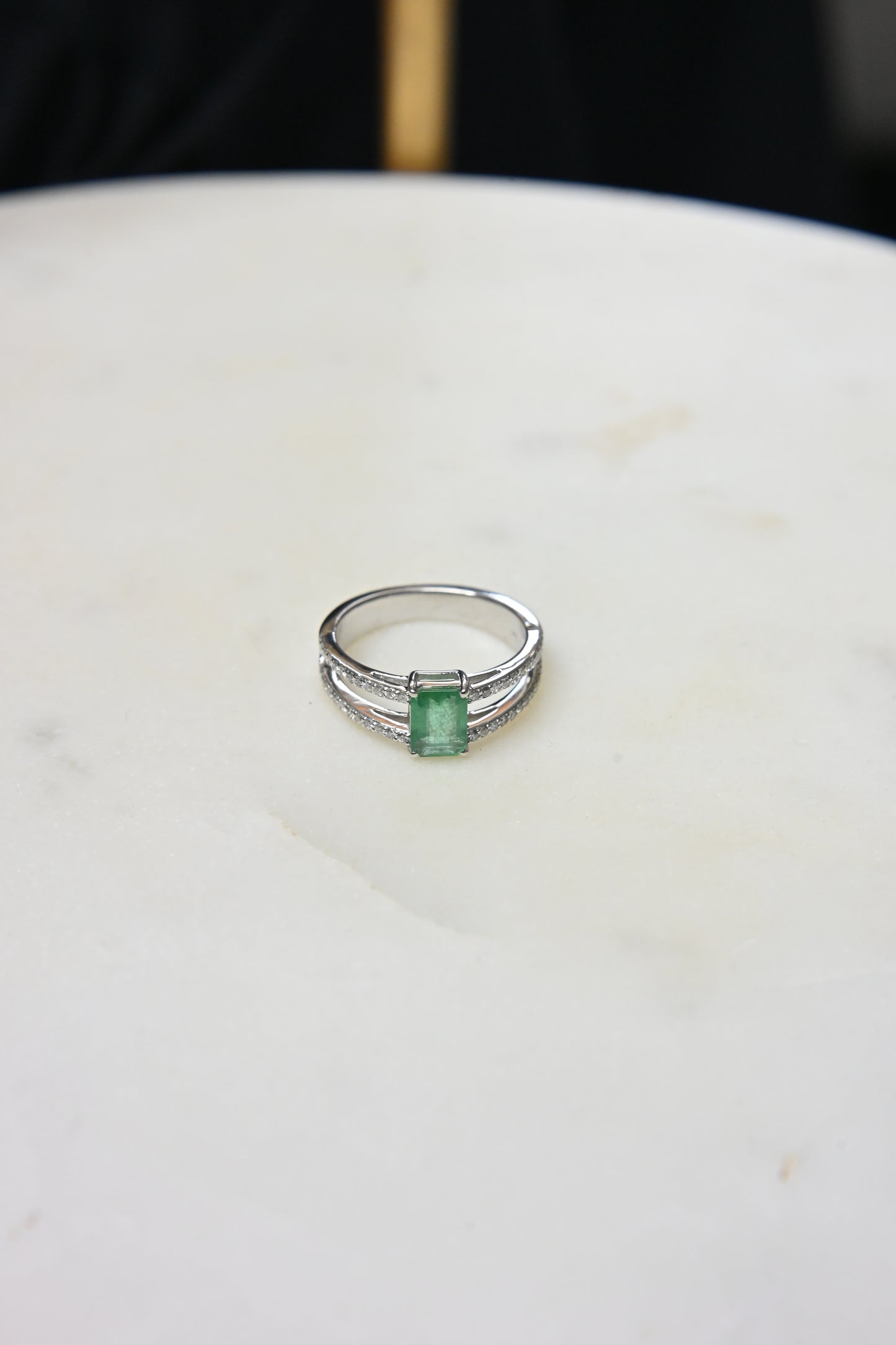 Emerald Dual Pave Ring