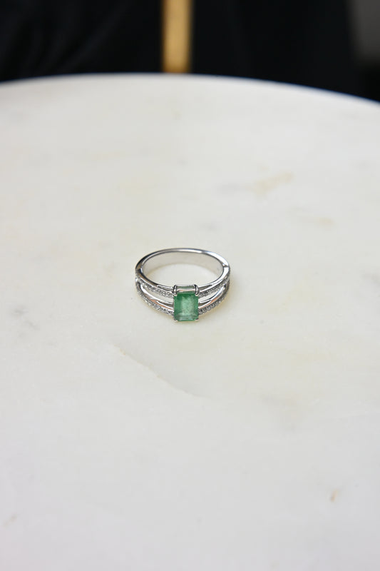 Emerald Dual Pave Ring
