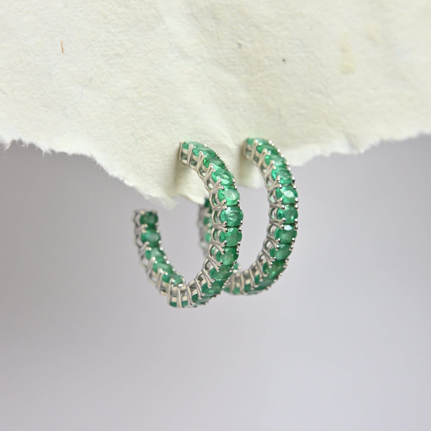 Emerald Hoop Earrings