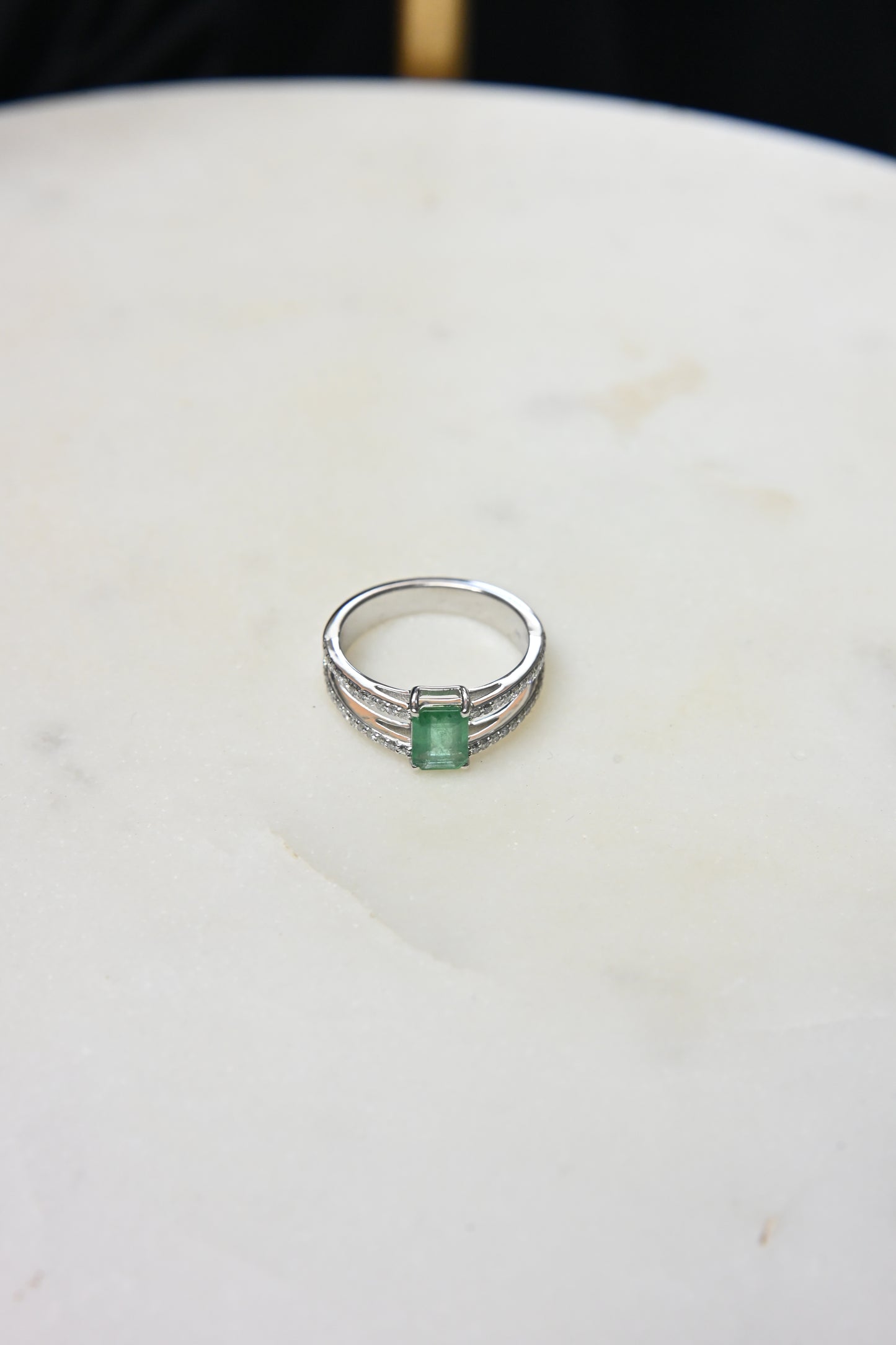Emerald Dual Pave Ring