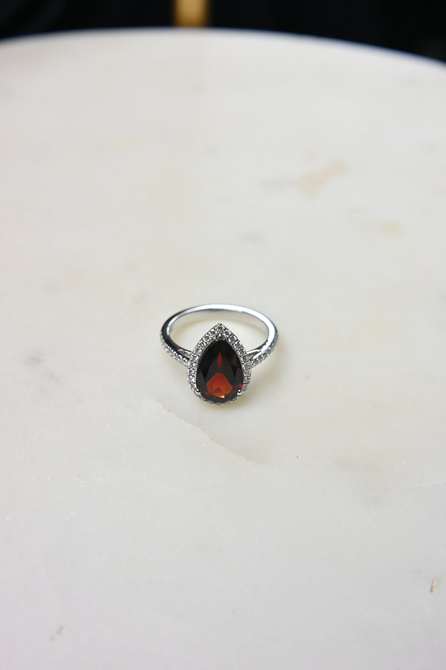 Garnet Halo Ring