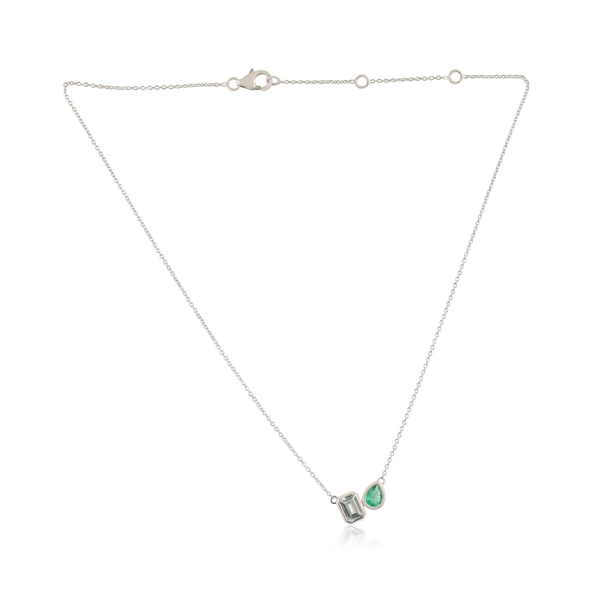 Natural Emerald & Aquamarine Duo Necklace