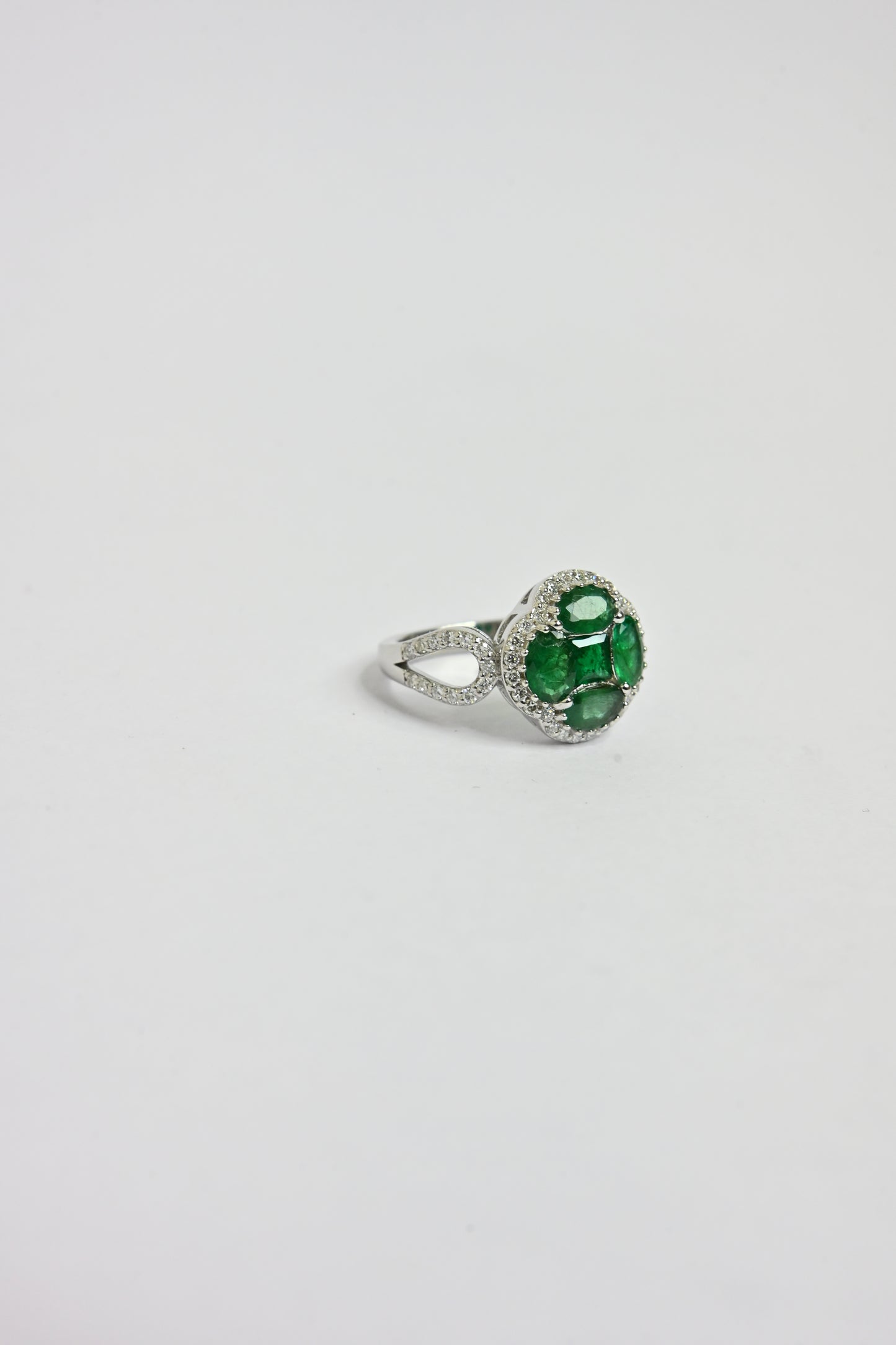 Emerald Cluster Pave Ring