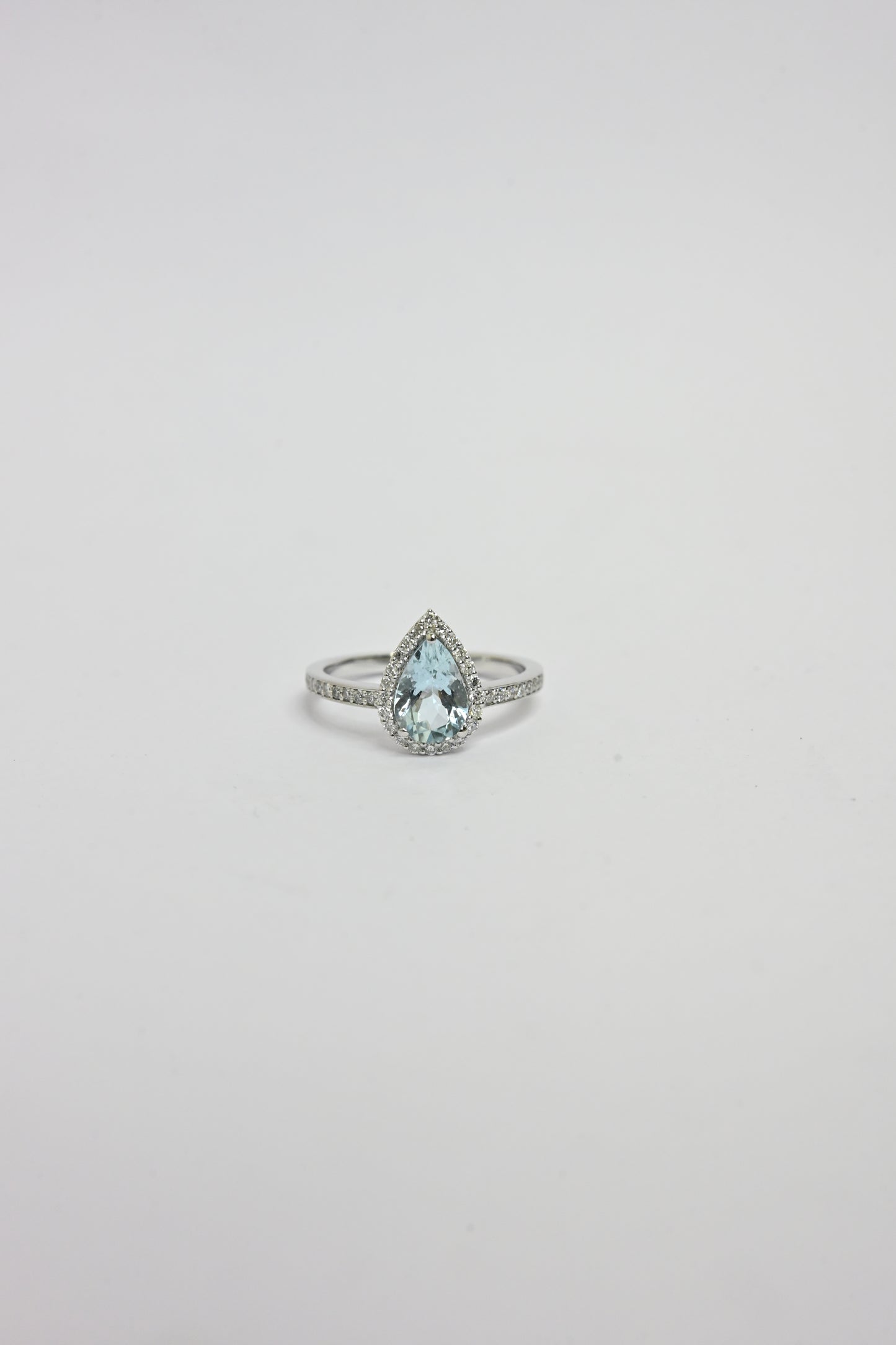 Aquamarine Halo Ring