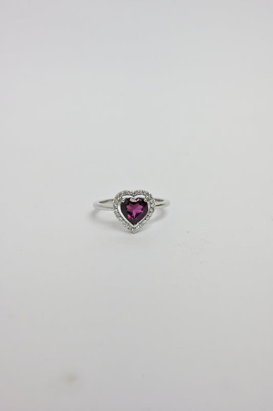 Pink Tourmaline Heart Centre Ring