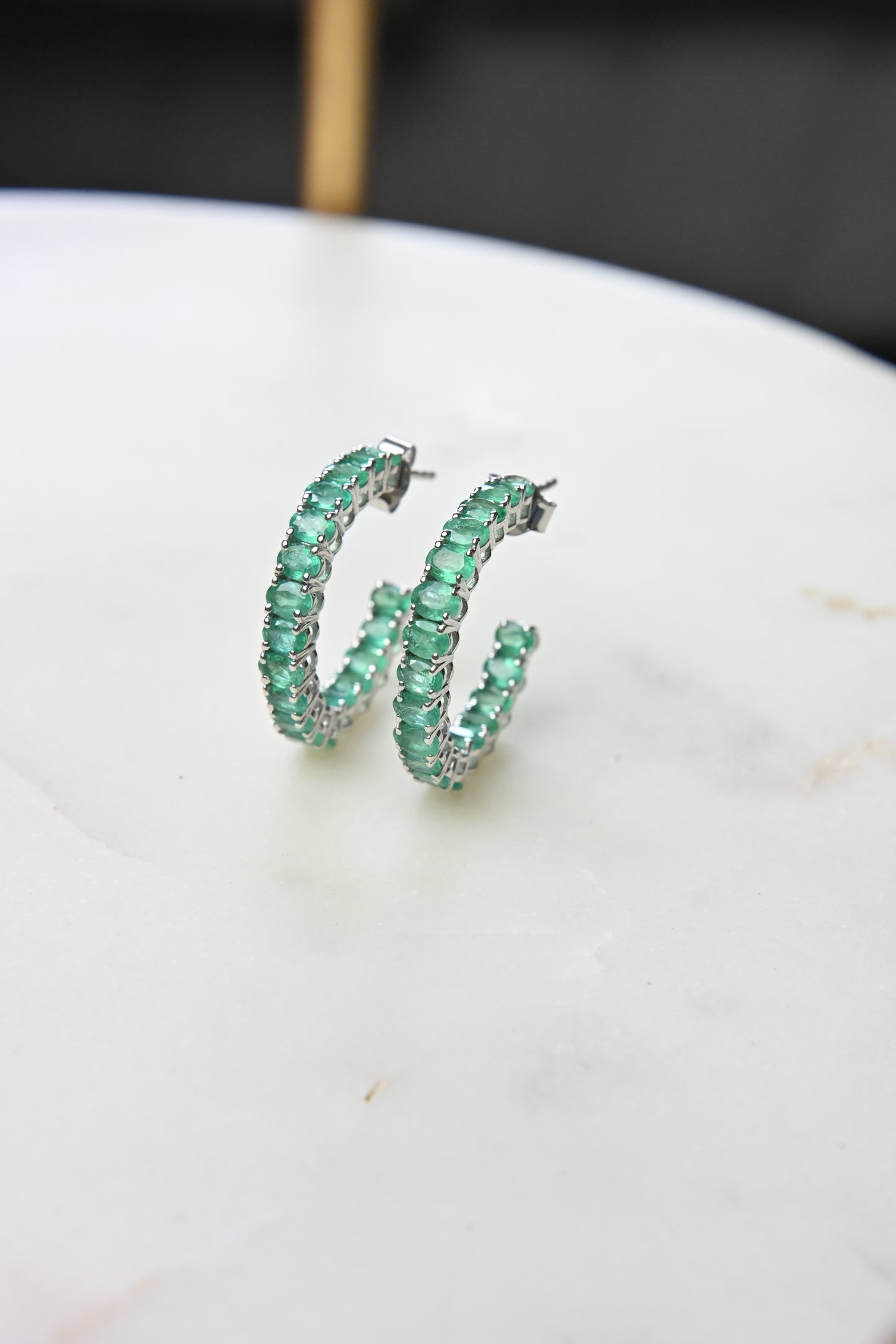 Emerald Hoop Earrings