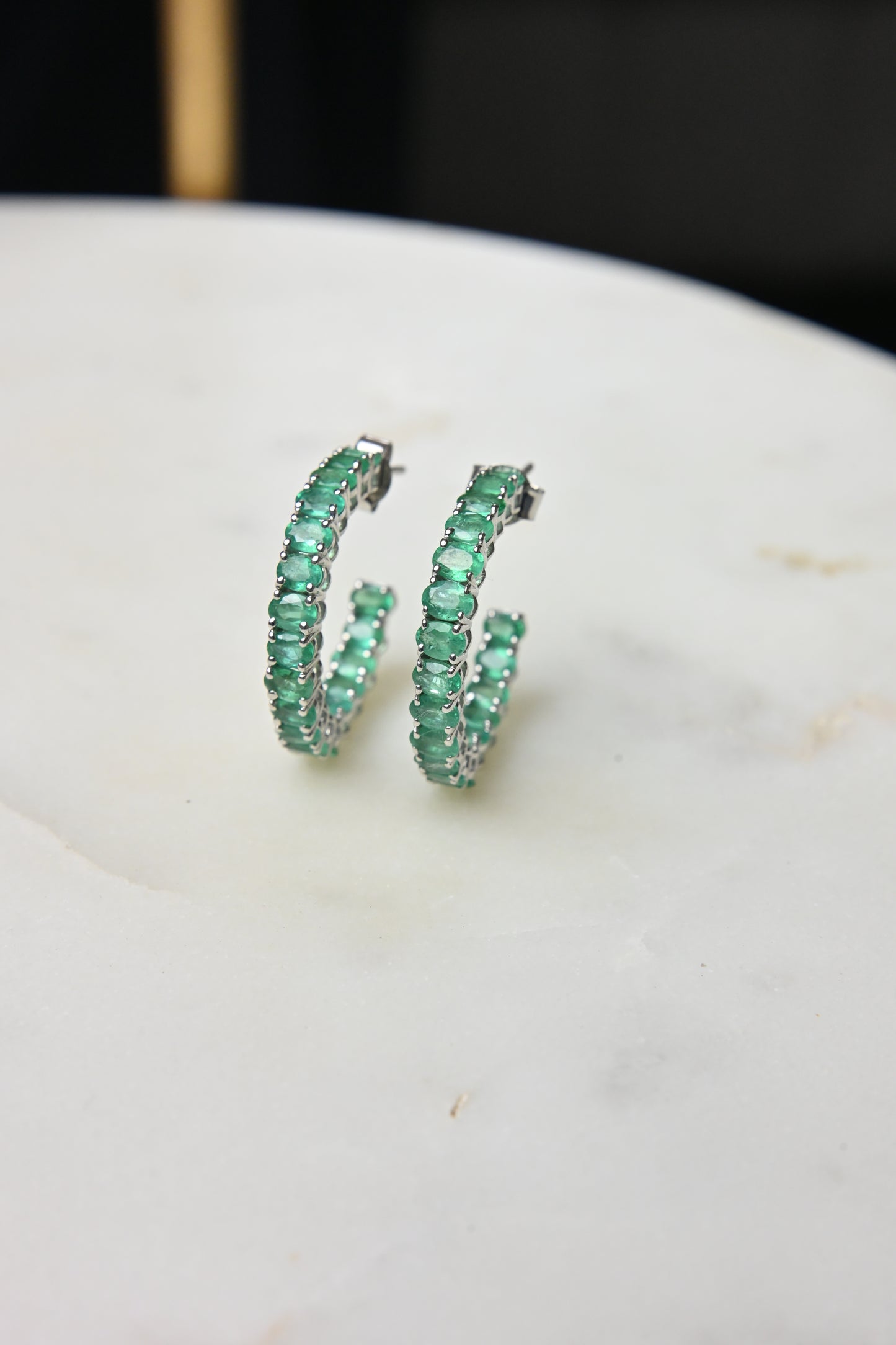 Emerald Hoop Earrings