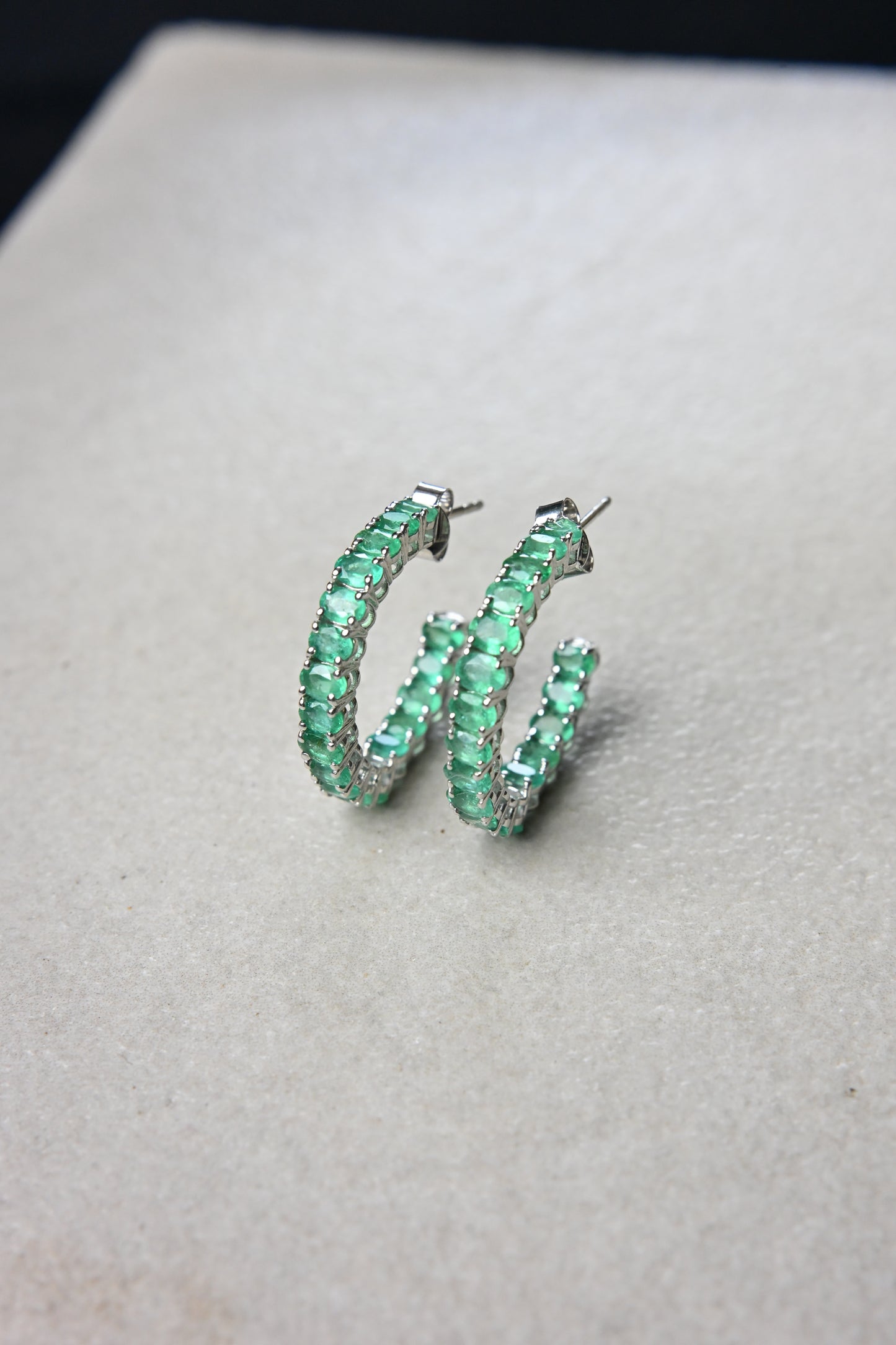 Emerald Hoop Earrings