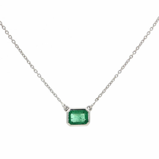 Emerald Bezel-Set Pendant Necklace