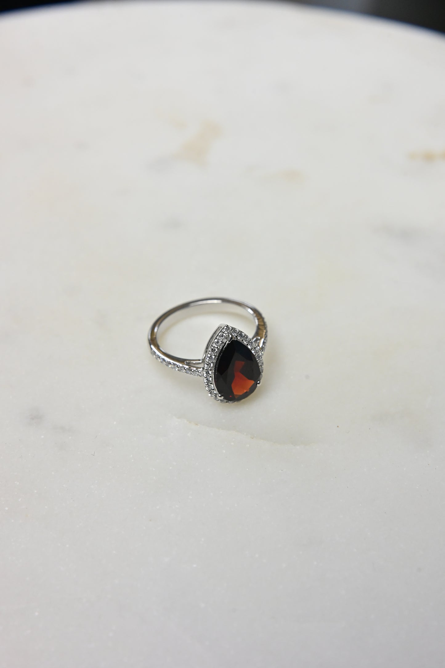 Garnet Halo Ring