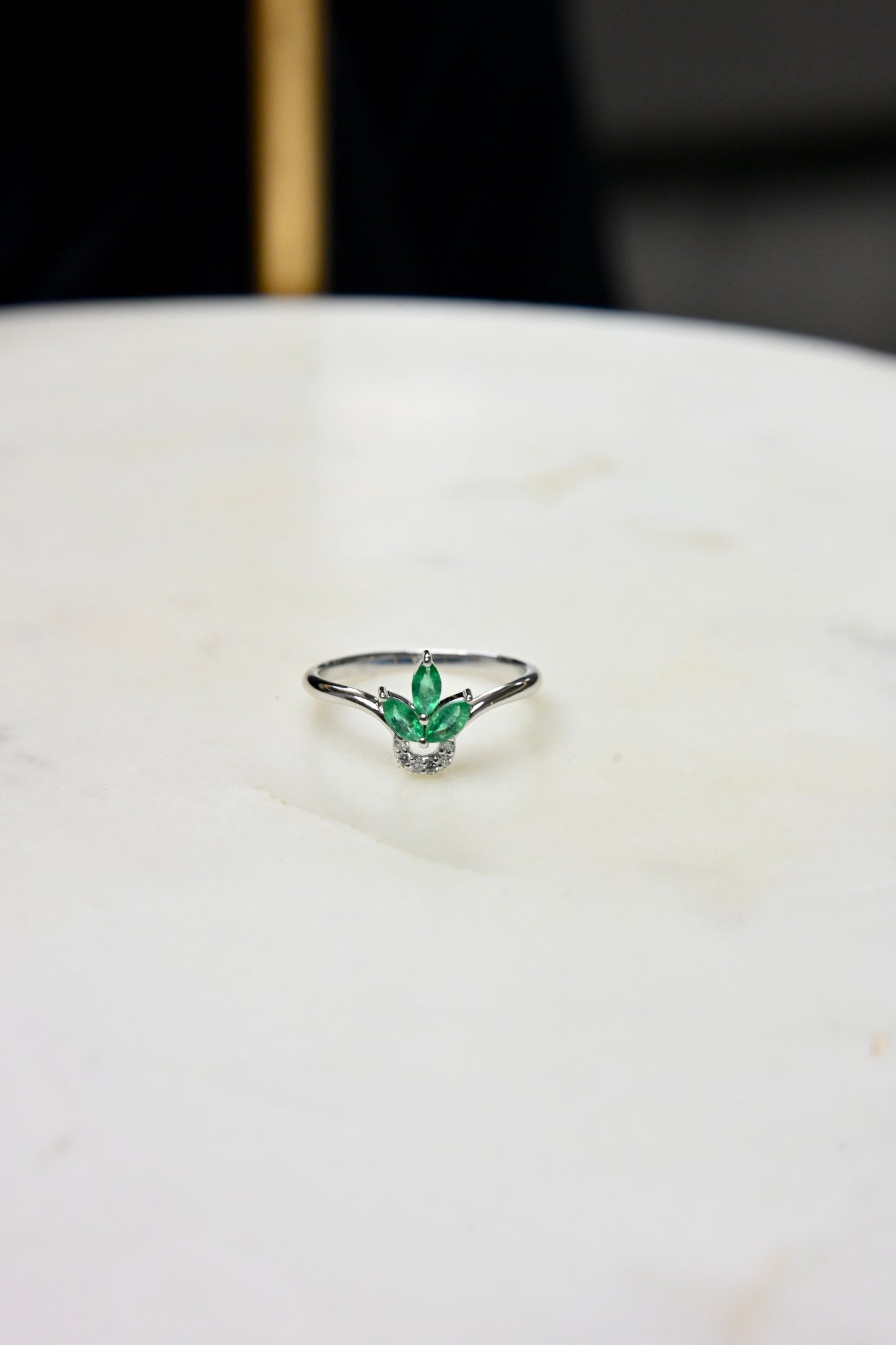 Emerald Leaf Cluster Ring