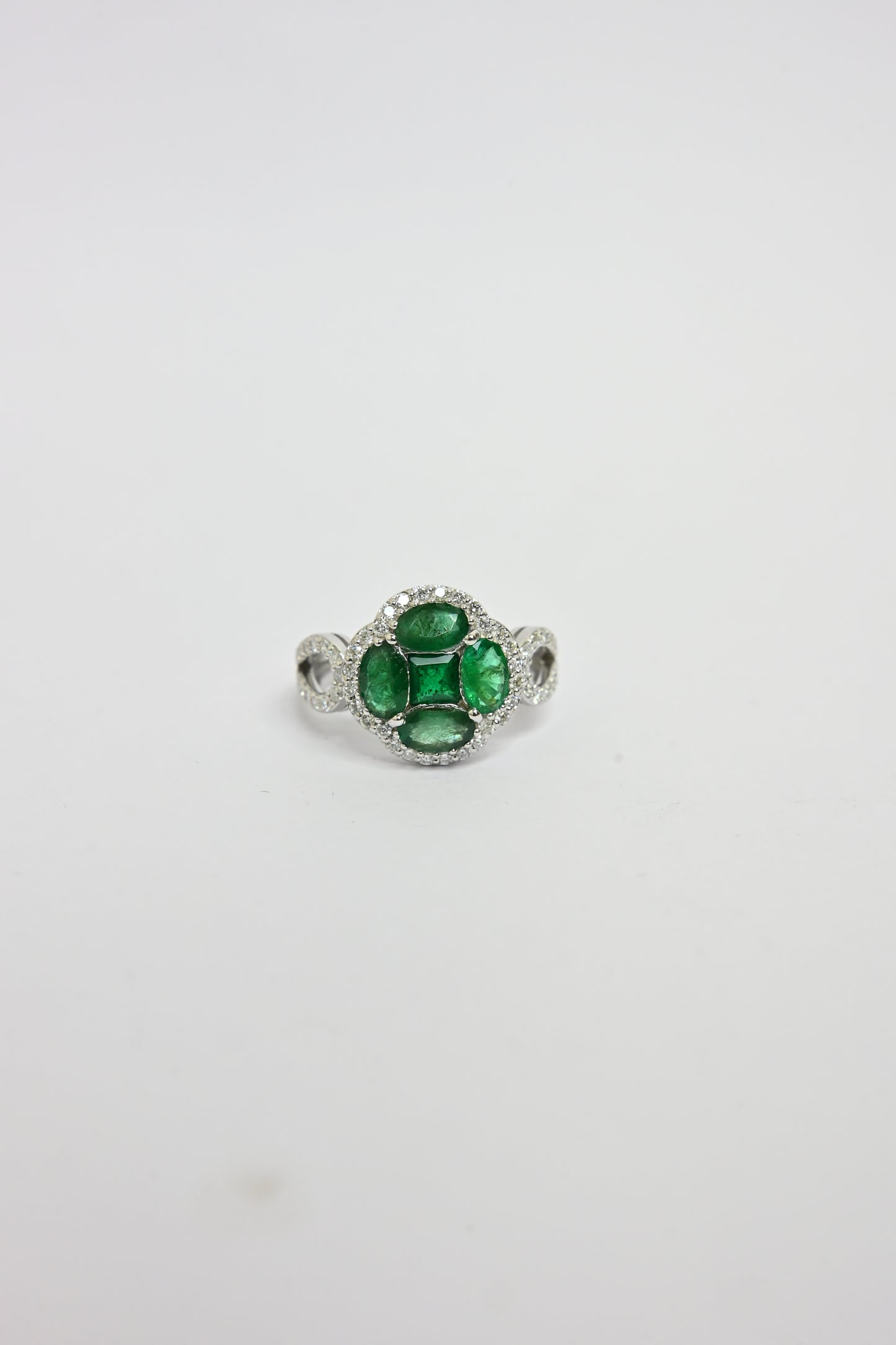 Emerald Cluster Pave Ring