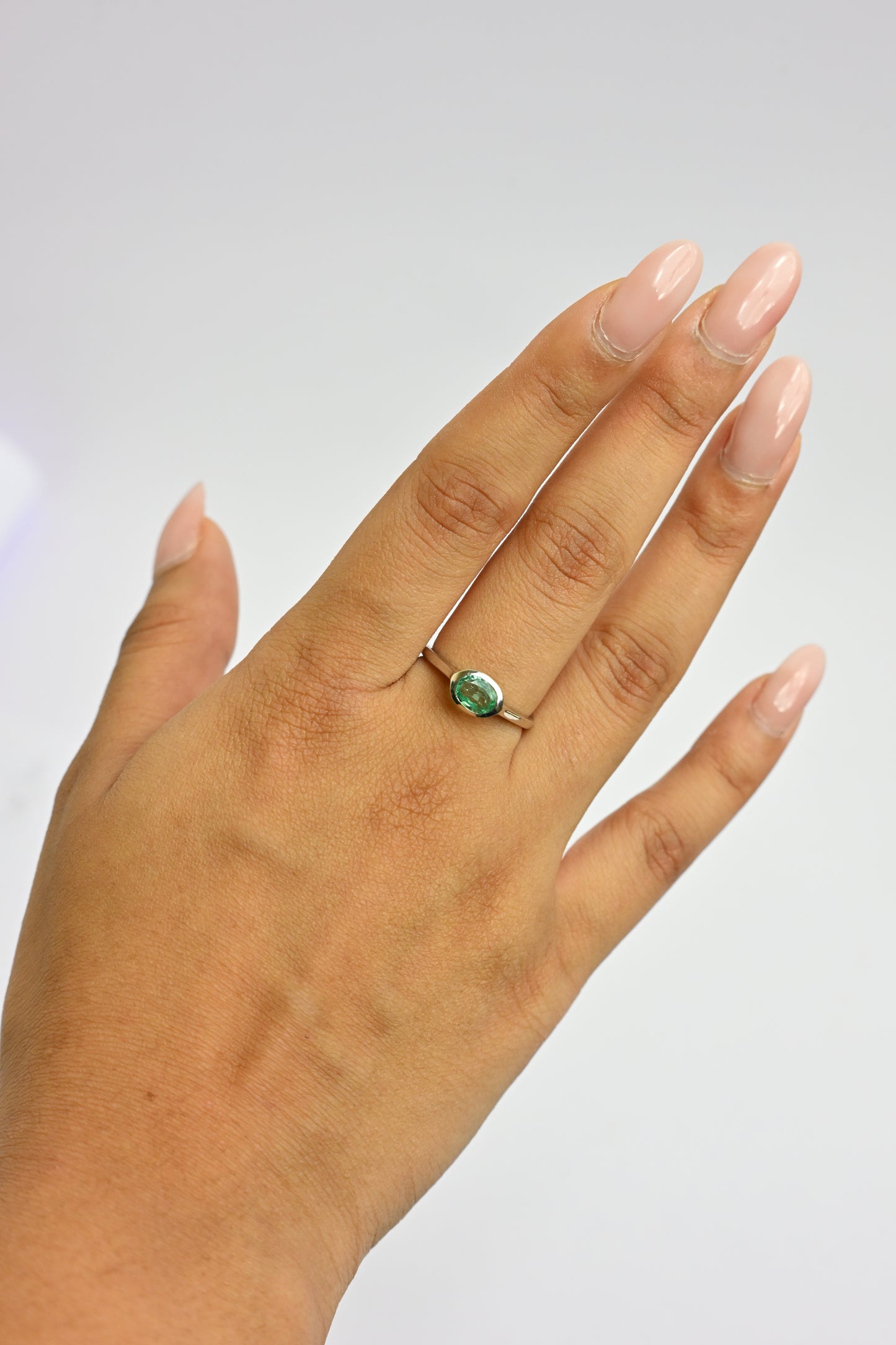 Oval Emerald Bezel Ring