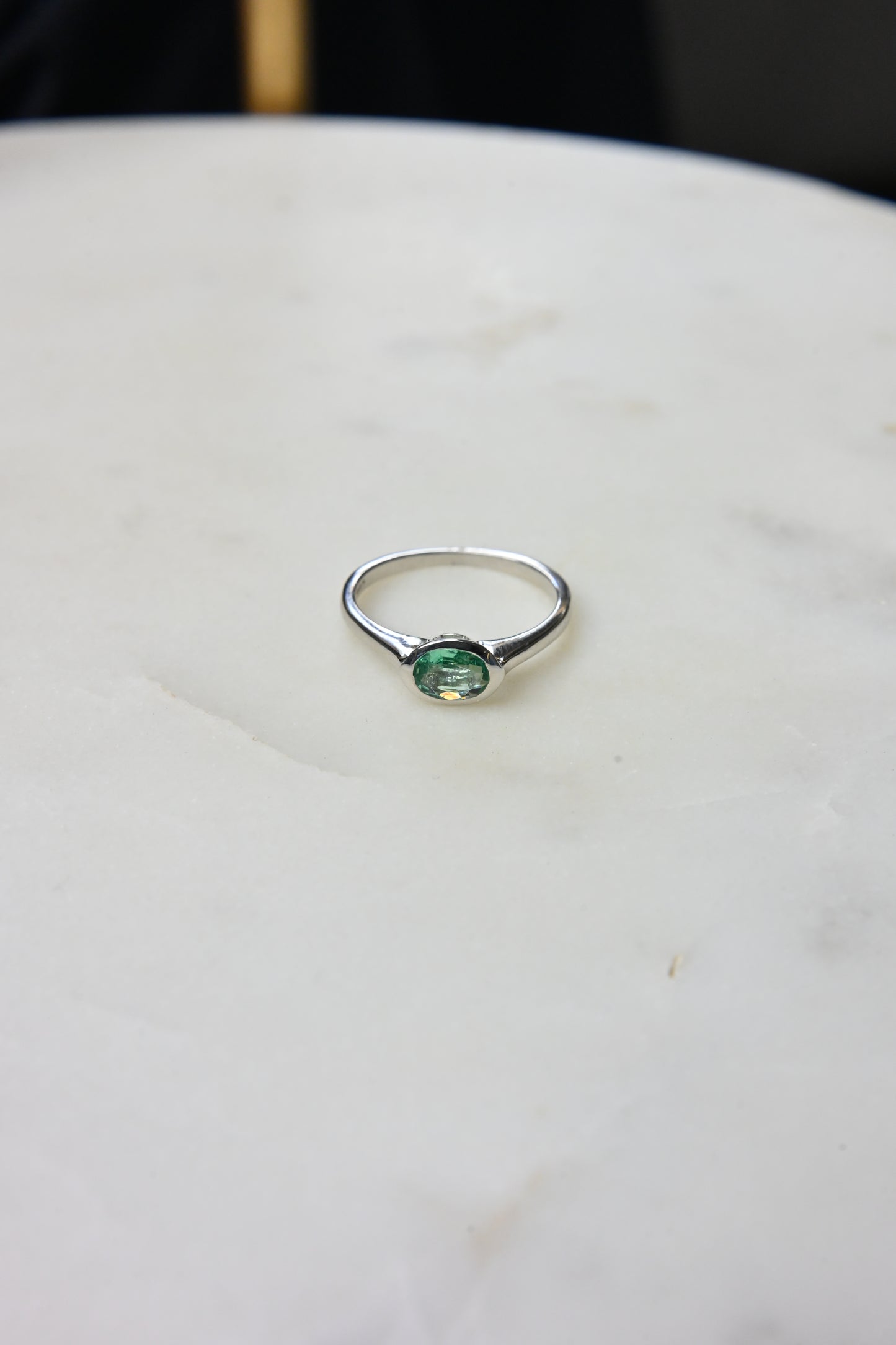 Oval Emerald Bezel Ring