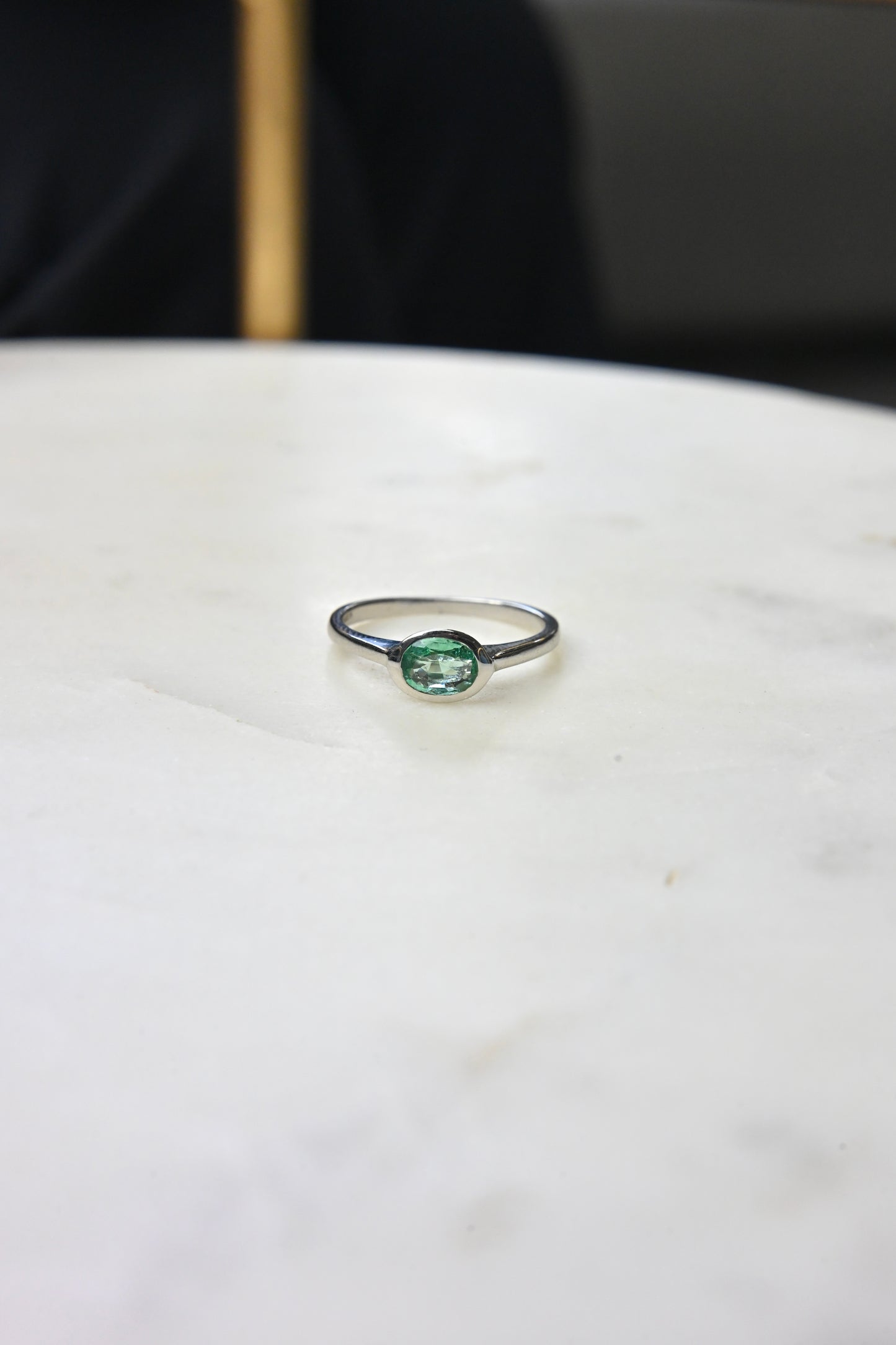 Oval Emerald Bezel Ring