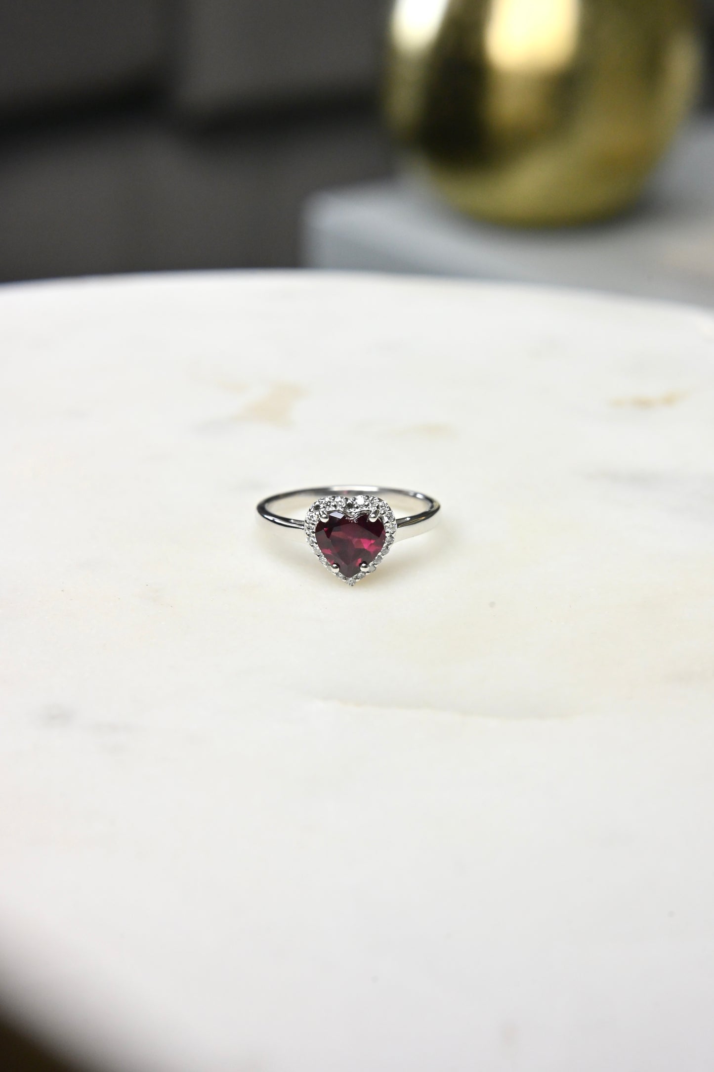 Pink Tourmaline Heart Halo Ring