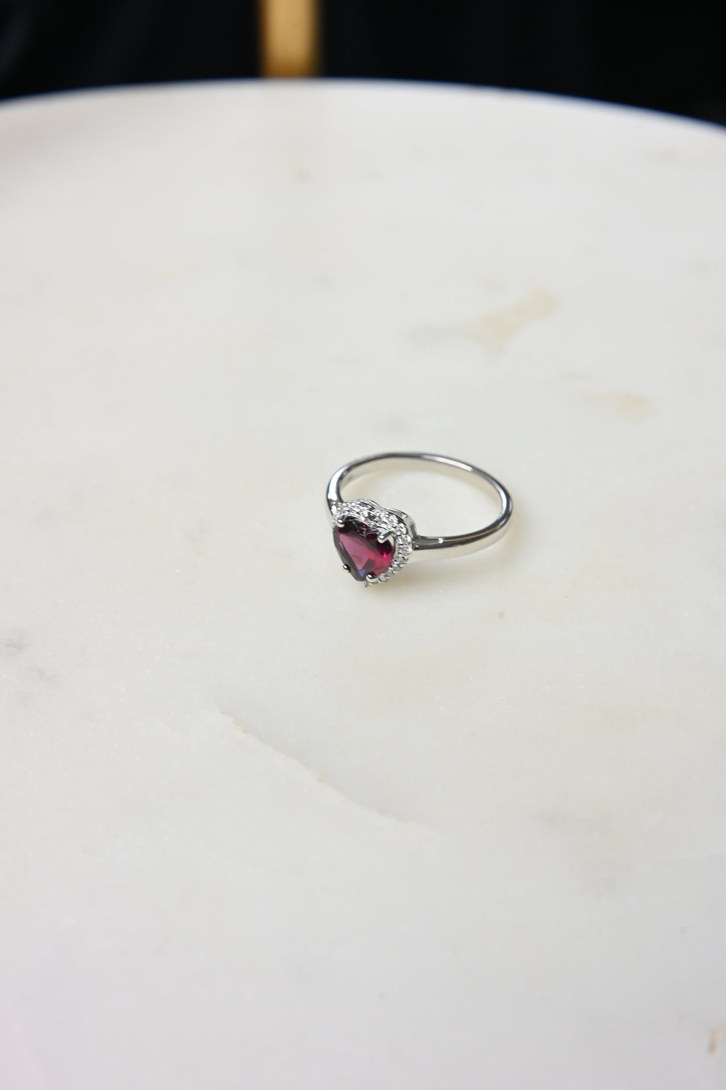 Pink Tourmaline Heart Halo Ring