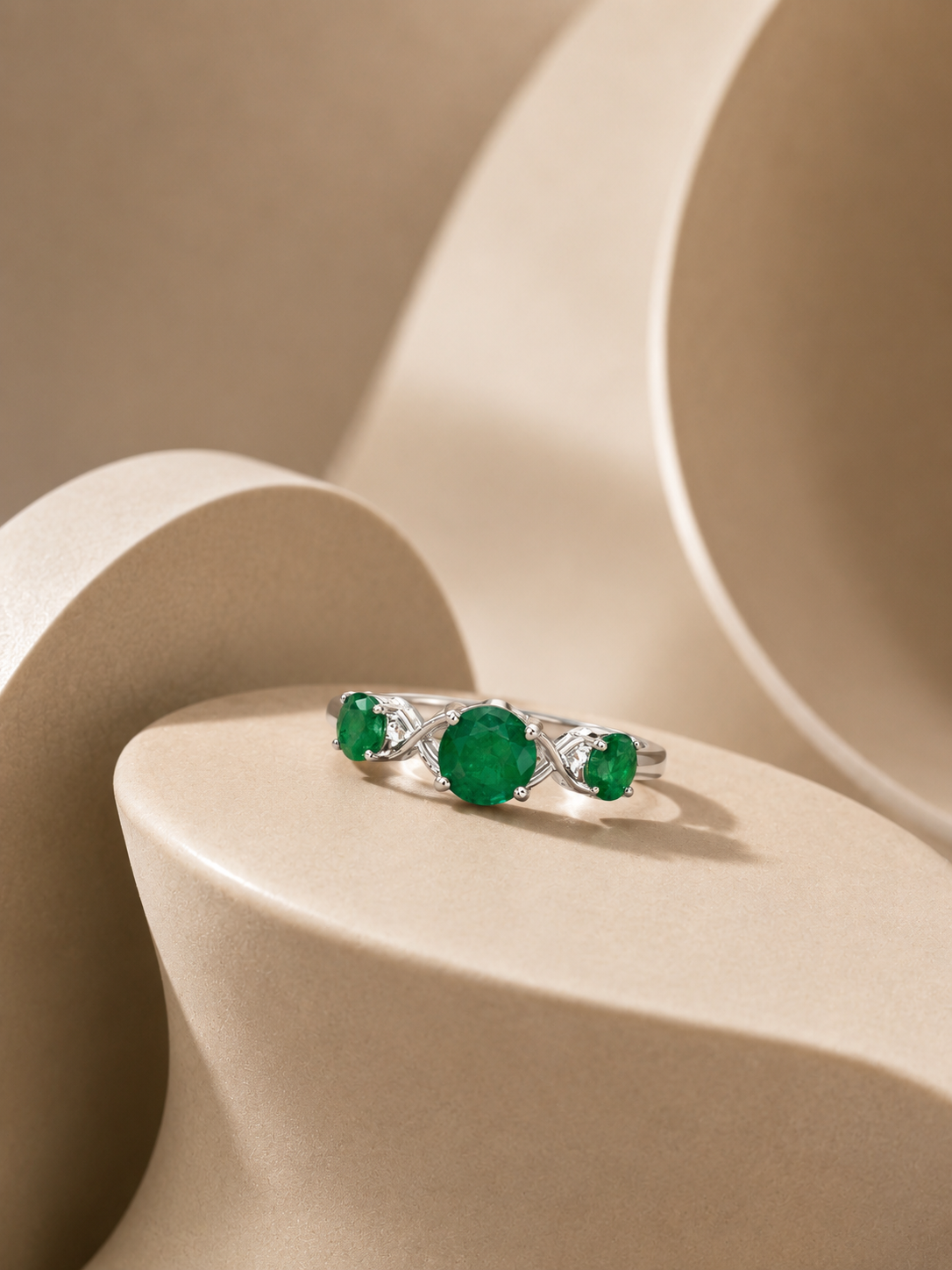 Trio Emerald Ring