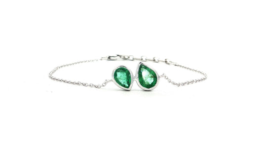 Natural Emerald Double-Stone Bracelet